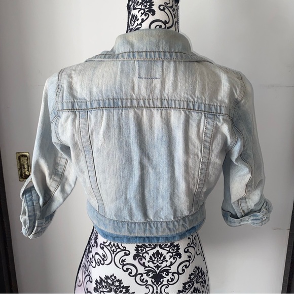 Highway Jeans Size Small Light Blue Distressed Cropped Jean Jacket - Picture 9 of 13